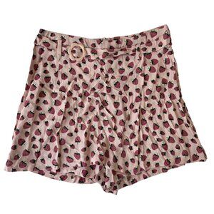 Sugar Thrillz Dolls Kill Strawberry Print Short Skort Size M Pink Belt Festival